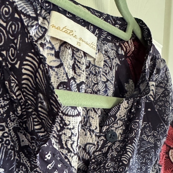 Natalie Martin 'Peacock Ink' 100% Silk Blouse XS - Picture 3 of 7